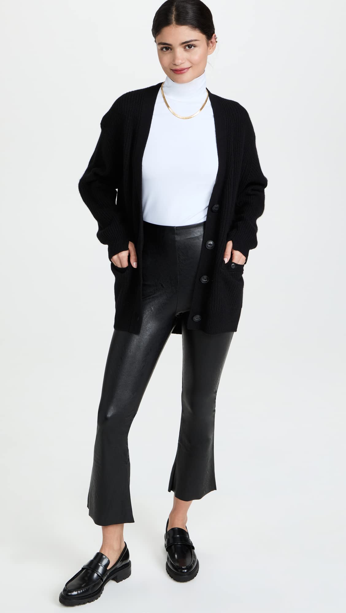 Commando Women's Faux Leather Cropped Flare Pants - High Waisted Stretchy Vegan Leather Trousers for Casual Outfits & Night Out