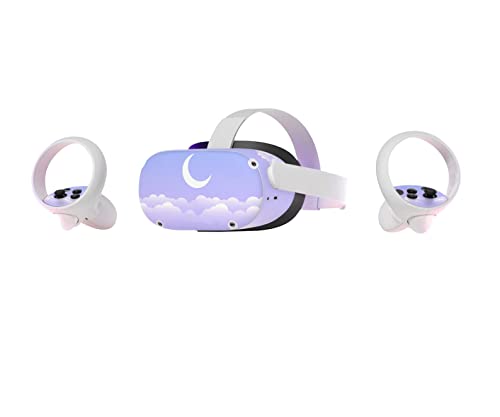 ZOOMHITSKINS Oculus Quest 2 Skin & Controller Covers - Dreamy Purple Pastel Moon Kawaii Anime Design - Durable 3M Vinyl Stickers for VR Headset Protection - Made in USA - Perfect for Gaming, Anime Fans & VR Enthusiasts