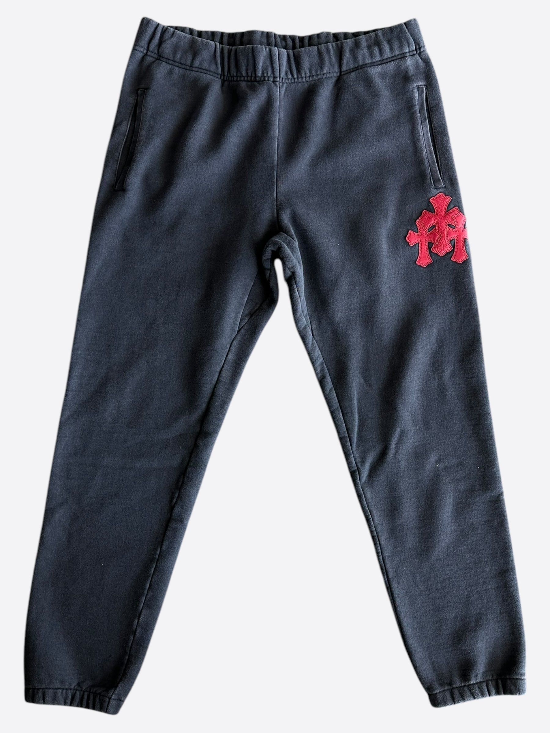 Chrome Hearts Navy & Red Triple Cross Patch Sweatpants - Stylish & Comfortable for Casual Wear, Street Fashion & Lounge