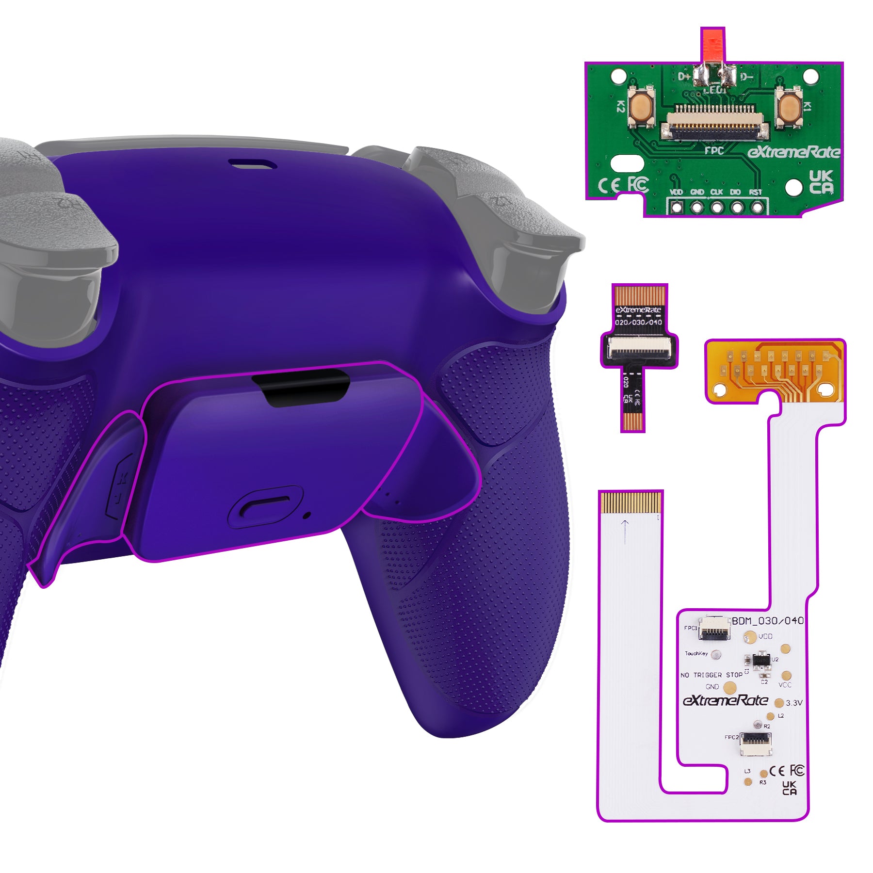 eXtremeRate Remappable RISE V3 Remap Kit for PS5 Controller BDM 030/040/050 - Rubberized Galactic Purple | Custom Button Mapping | Gaming Accessories for Competitive Play & Enhanced Performance