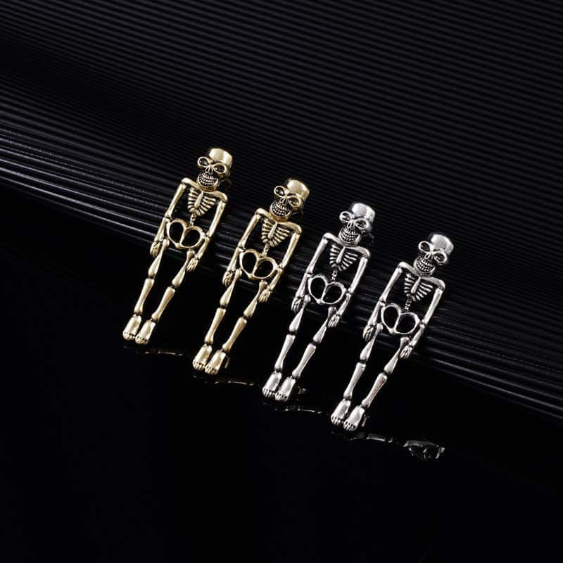3 Ways Skull Skeleton Ear Jacket Earrings Stud | YM5089 - Gothic Punk Jewelry for Women, Men - Perfect for Halloween, Concerts & Alternative Fashion