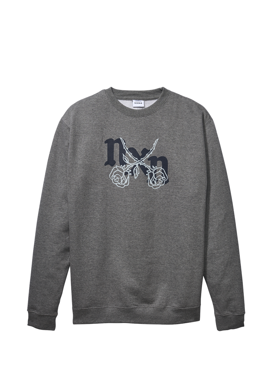 Rosas Crew Sweatshirt for Women - Soft Cotton Pullover Hoodie in Dark Heather Gray & Gray | Casual Wear, Lounge, Street Style Fashion