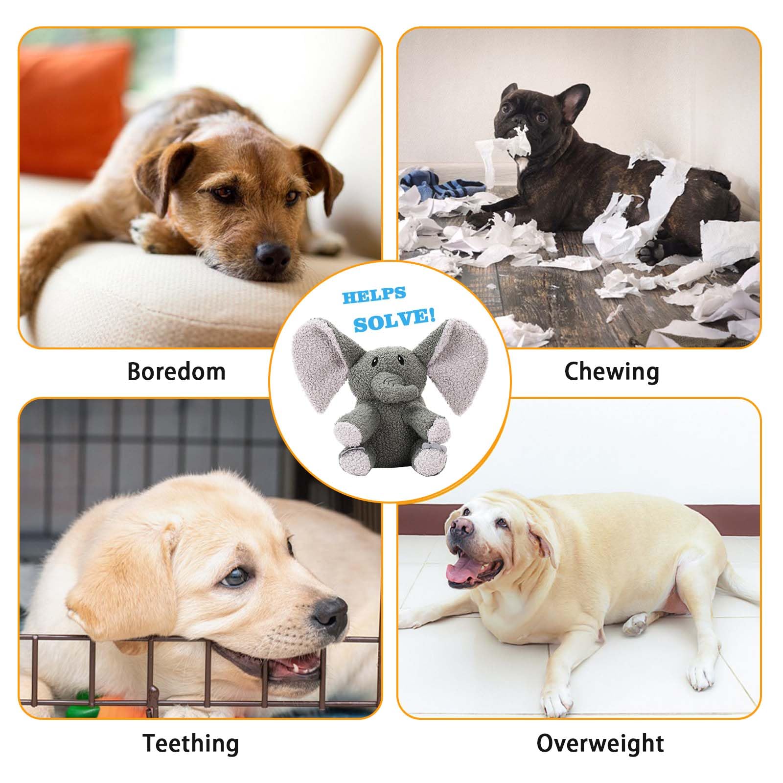 3-Layer Stuffed Squeaky Dog Toys for Small Medium Large Breed - Durable Plush Chew Toys for Puppies & Adult Dogs, Cute Elephant Design for Teething, Playtime & Stress Relief - Perfect for Indoor/Outdoor Fun & Training Rewards