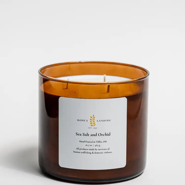 Premium Sea Salt & Orchid Scented Soy Candle - Relaxing Aromatherapy for Home, Spa & Meditation