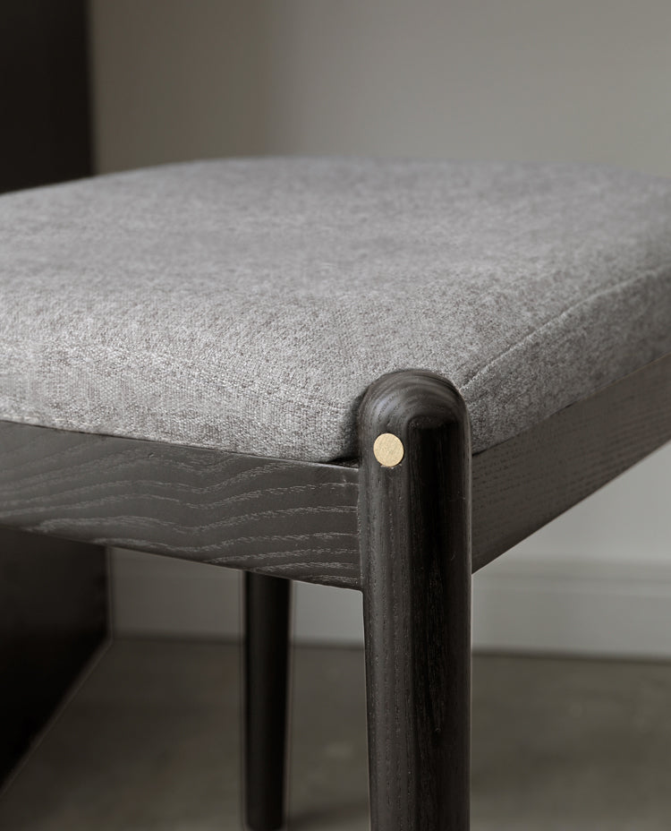 Solid Oak & Birch Wood Square Makeup Stool - Soft Padded Seat for Vanity, Dressing Room, and Bedroom Decor