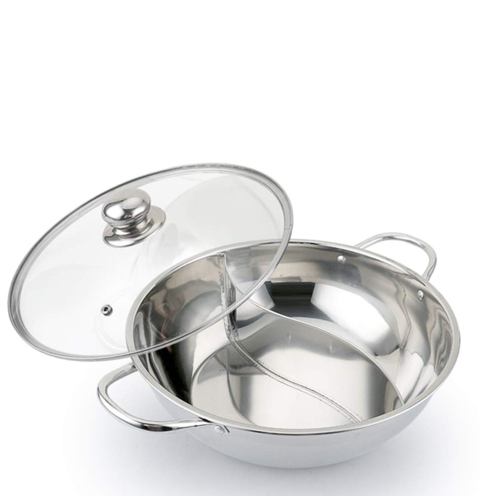 Hot Pot Cookware with Divider - Stainless Steel Shabu Shabu Pot for Home Cooking, Party & Asian Cuisine | Perfect for Family Gatherings & Entertaining