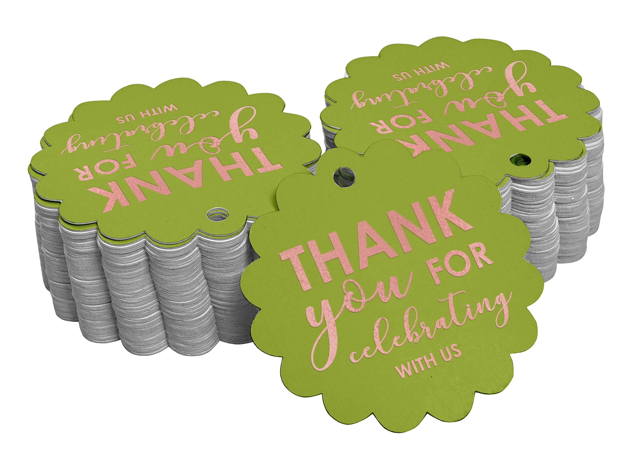 100pcs Real Rose Gold Foil Thank You Tags for Bridal Shower, Baby Shower, Wedding & Birthday Parties - Elegant Favor Hang Tags for Celebrations & Special Events