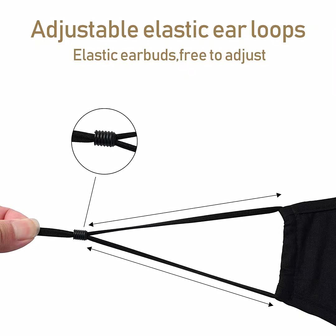 Reusable 3-Layer Washable Cloth Face Masks with Adjustable Ear Loops & Nose Wire - Breathable Cotton Safety Masks for Adults (5 Pack) - Perfect for Daily Commute, Shopping & Outdoor Activities