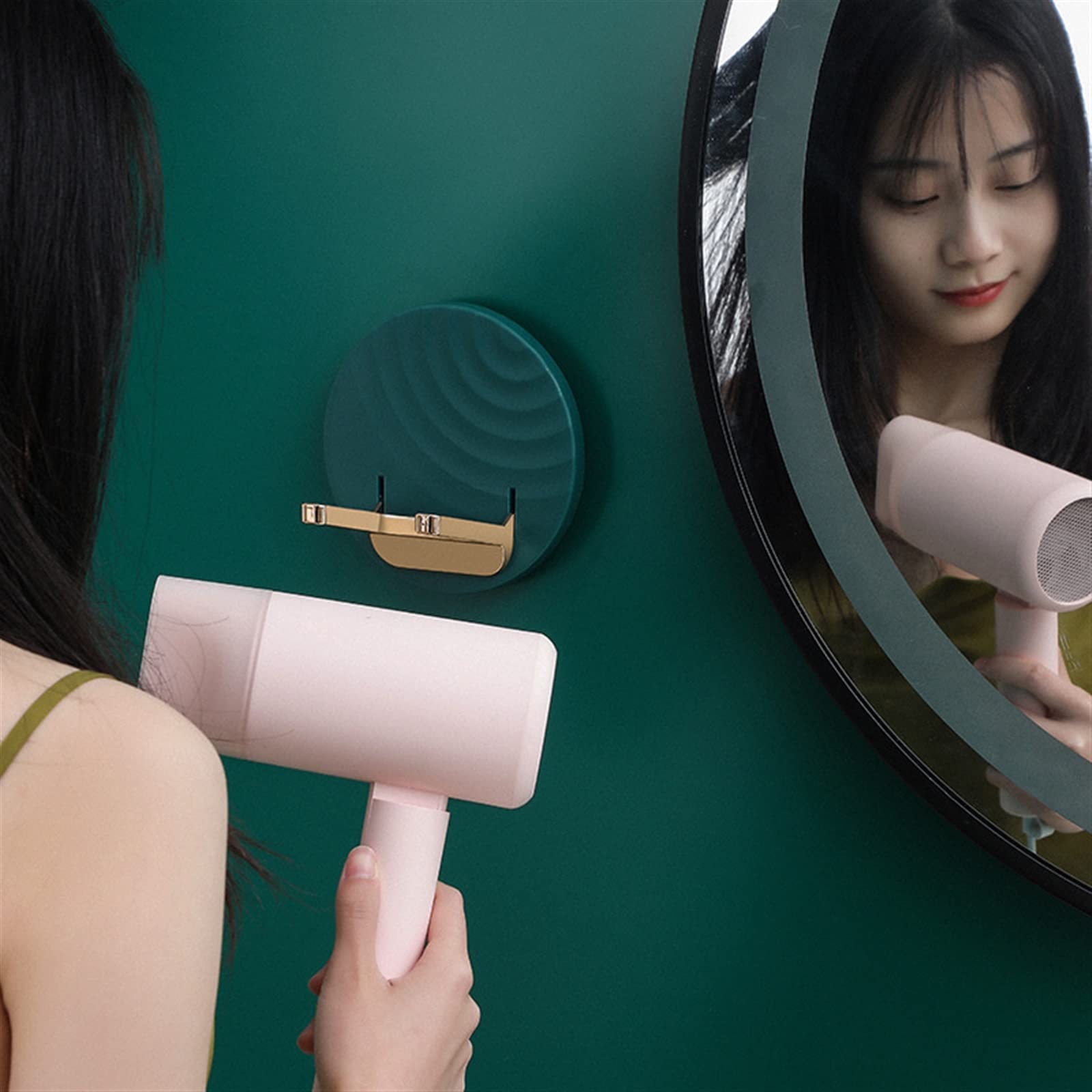 Foldable Hair Dryer Holder - Wall Mounted, No Drill for Bathroom Storage & Organization