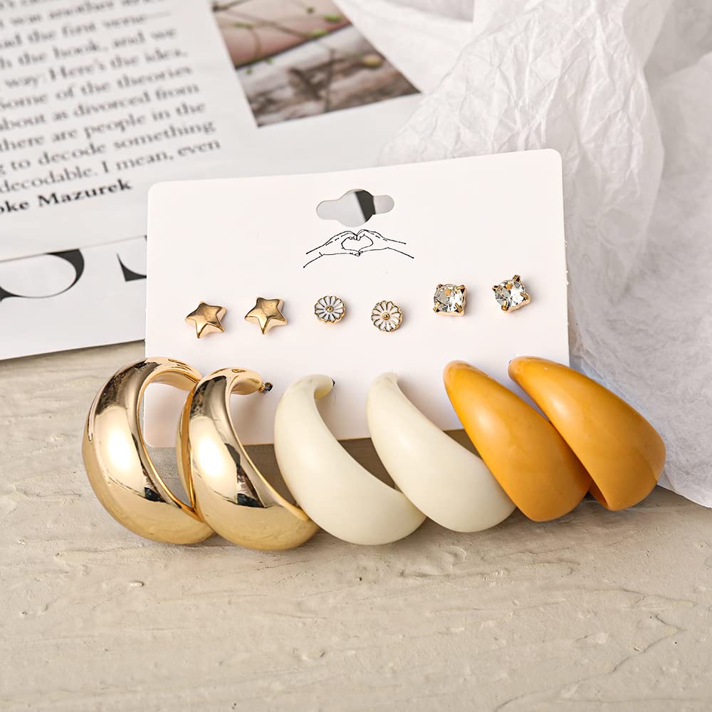 YouBella Stylish Gold Plated Stud and Hoop Earrings Set for Women & Girls - Latest Western Jewelry Gift (Multi-Color) | Perfect for Parties, Dating & Everyday Wear (YBEAR_32937)