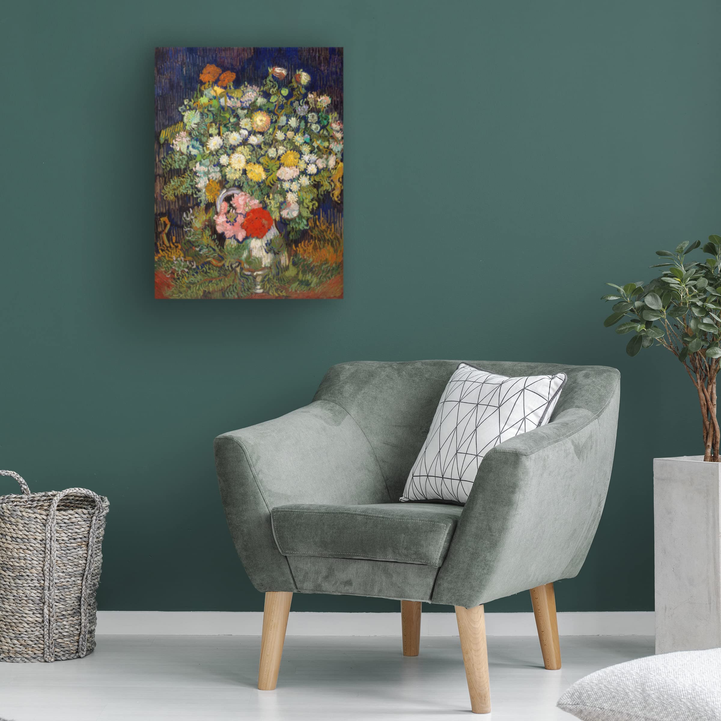 Van Gogh 'Bouquet of Flowers in a Vase 1890' Canvas Art Print - Famous Floral Oil Painting Reproduction for Home Decor, Office Wall Art & Gift Idea