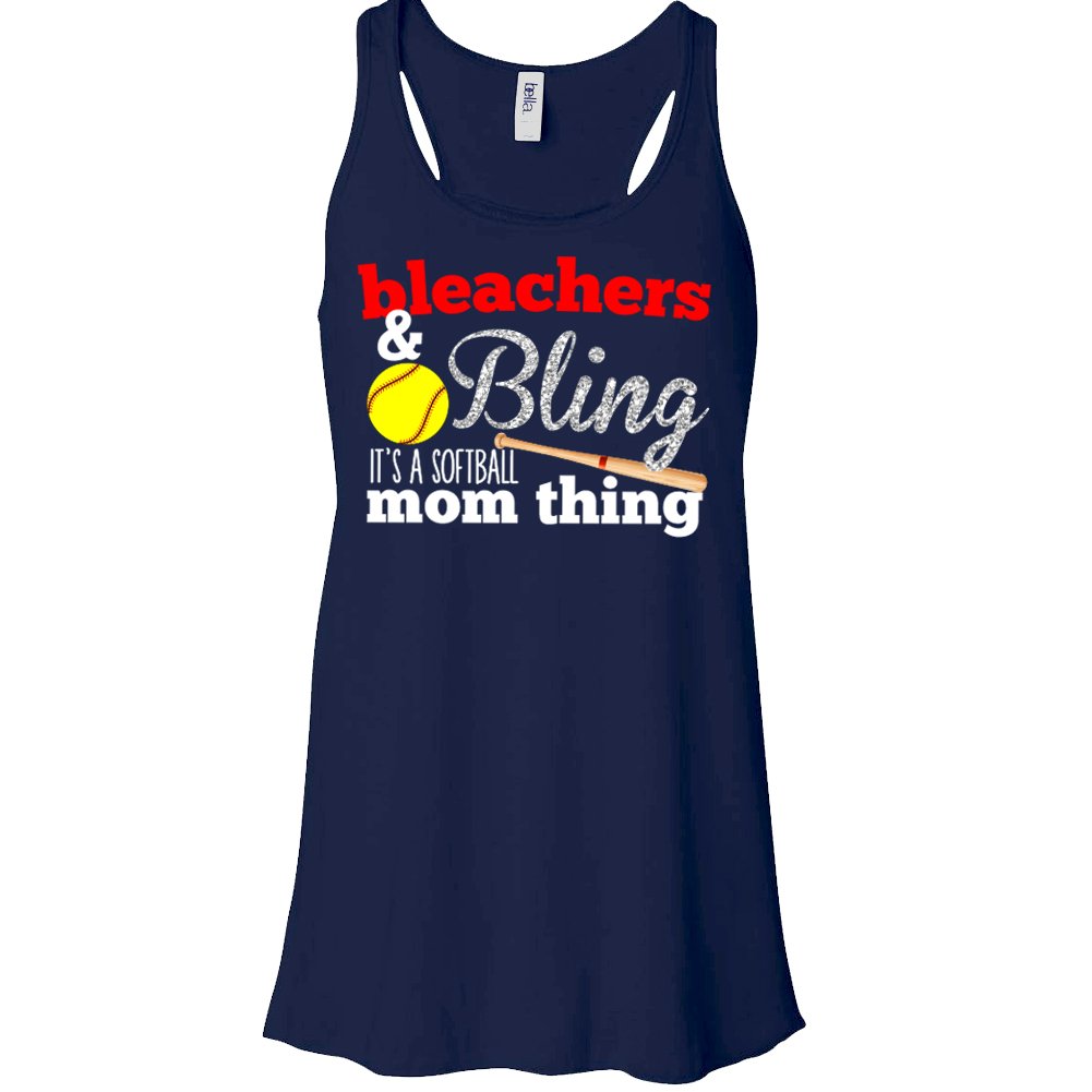 Zoey's Attic Bleachers & Bling Softball Mom Sparkly Tank Top - Navy Blue | Perfect for Game Day, Team Spirit & Softball Mom Outfits