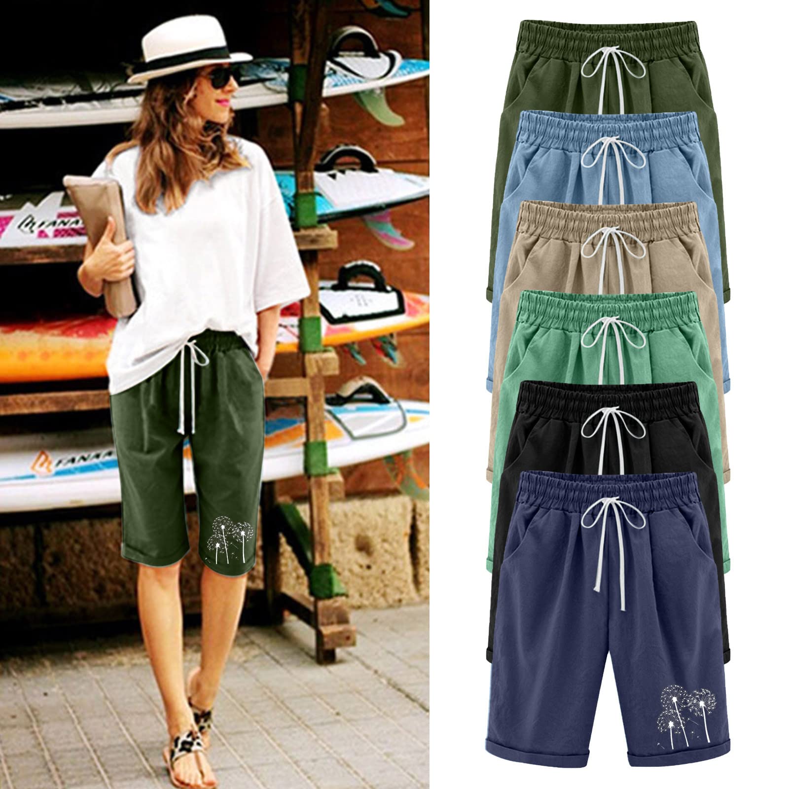 Comfy Women's Athletic Shorts - Elastic Waist, Loose Fit for Summer & Beach