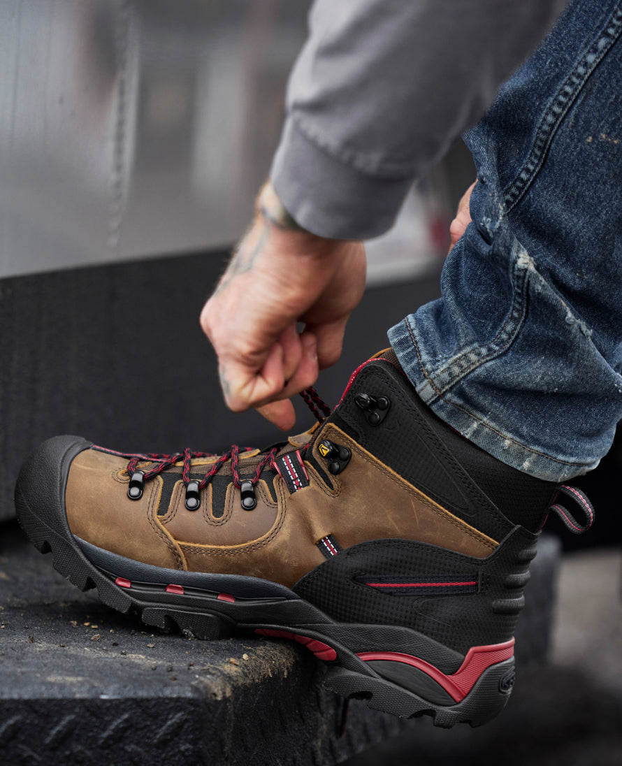 Men's Pittsburgh 6 Waterproof Steel Toe Work Boots - Bison Leather - Heavy Duty Safety Shoes for Construction, Hiking & Outdoor Work