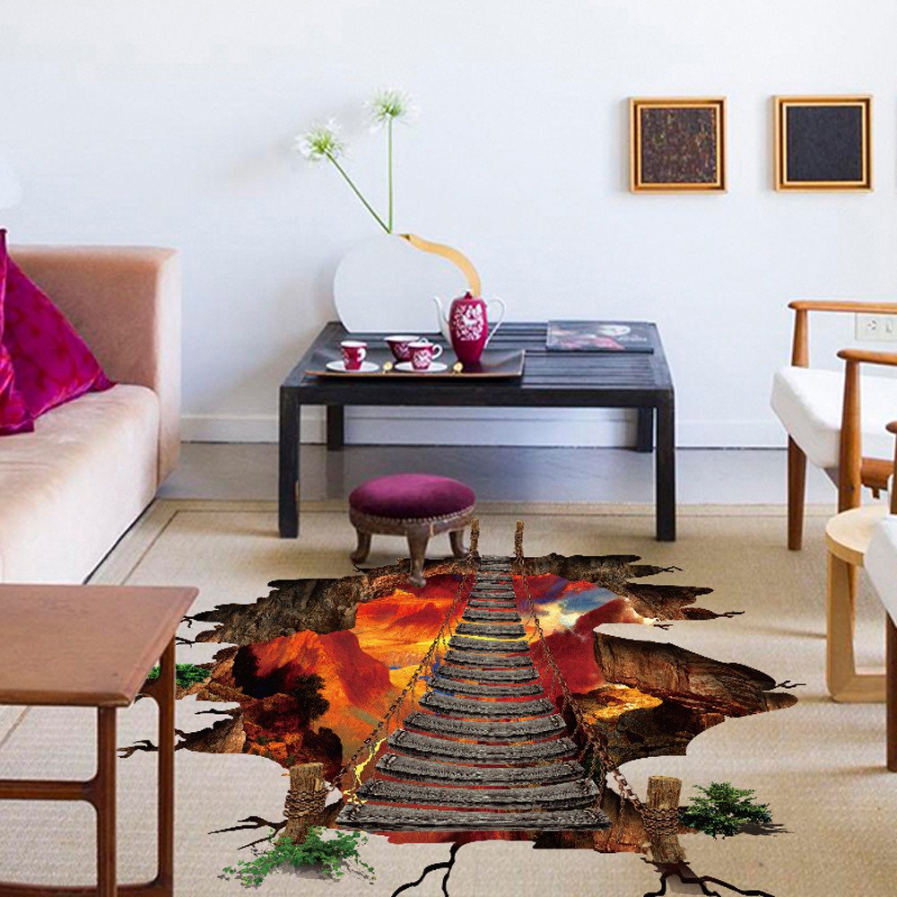 WOCACHI 3D Flaming Floor & Wall Stickers - Removable Vinyl Decals for Living Room, Nursery, Bedroom Decor | Peel & Stick Wall Art Mural | Home & Office Decoration