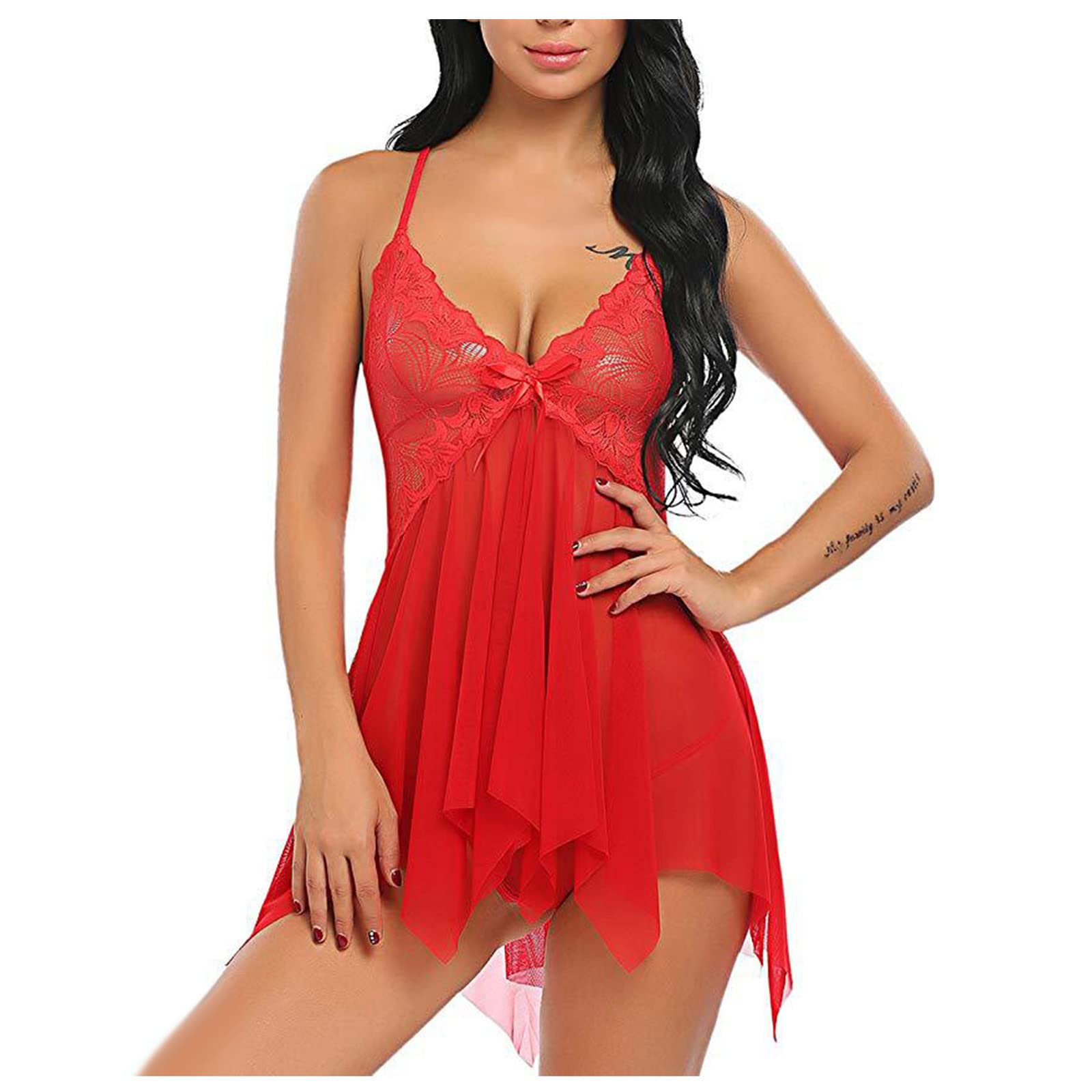 Sexy Lace Babydoll Chemise - Sleeveless Lingerie Nightgown for Women | Boudoir Outfits, Naughty Play & Romantic Sleepwear | Perfect for Valentine's Day, Honeymoon & Special Occasions