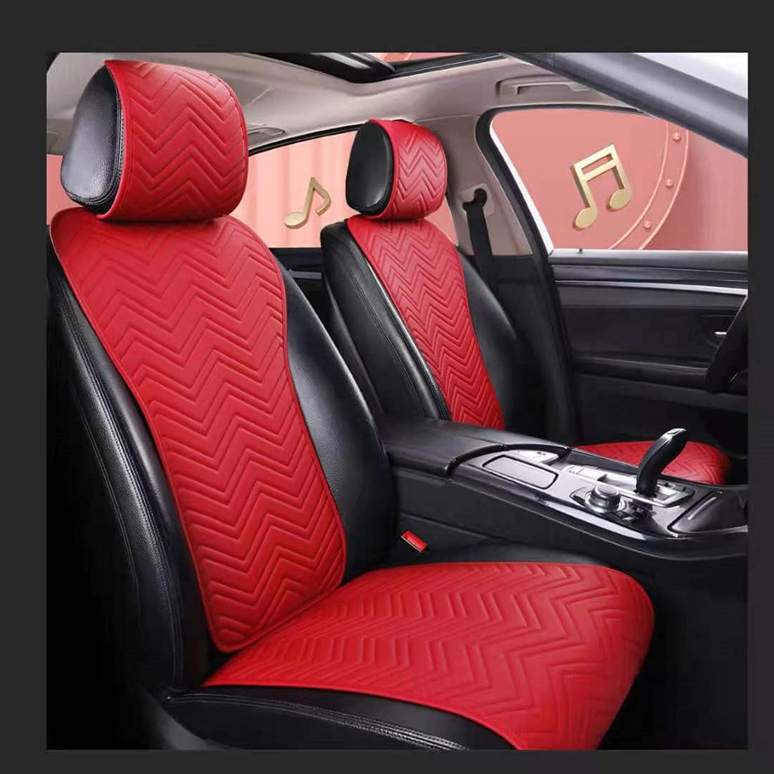 Premium Red Leather Car Seat Covers Universal Fit - 11PC Set for Cars, Trucks & SUVs | Wave Pattern Design, 2/3 Coverage | Durable Auto Seat Protectors for Comfort & Style | Perfect for Daily Commute, Road Trips & Luxury Interior Upgrade