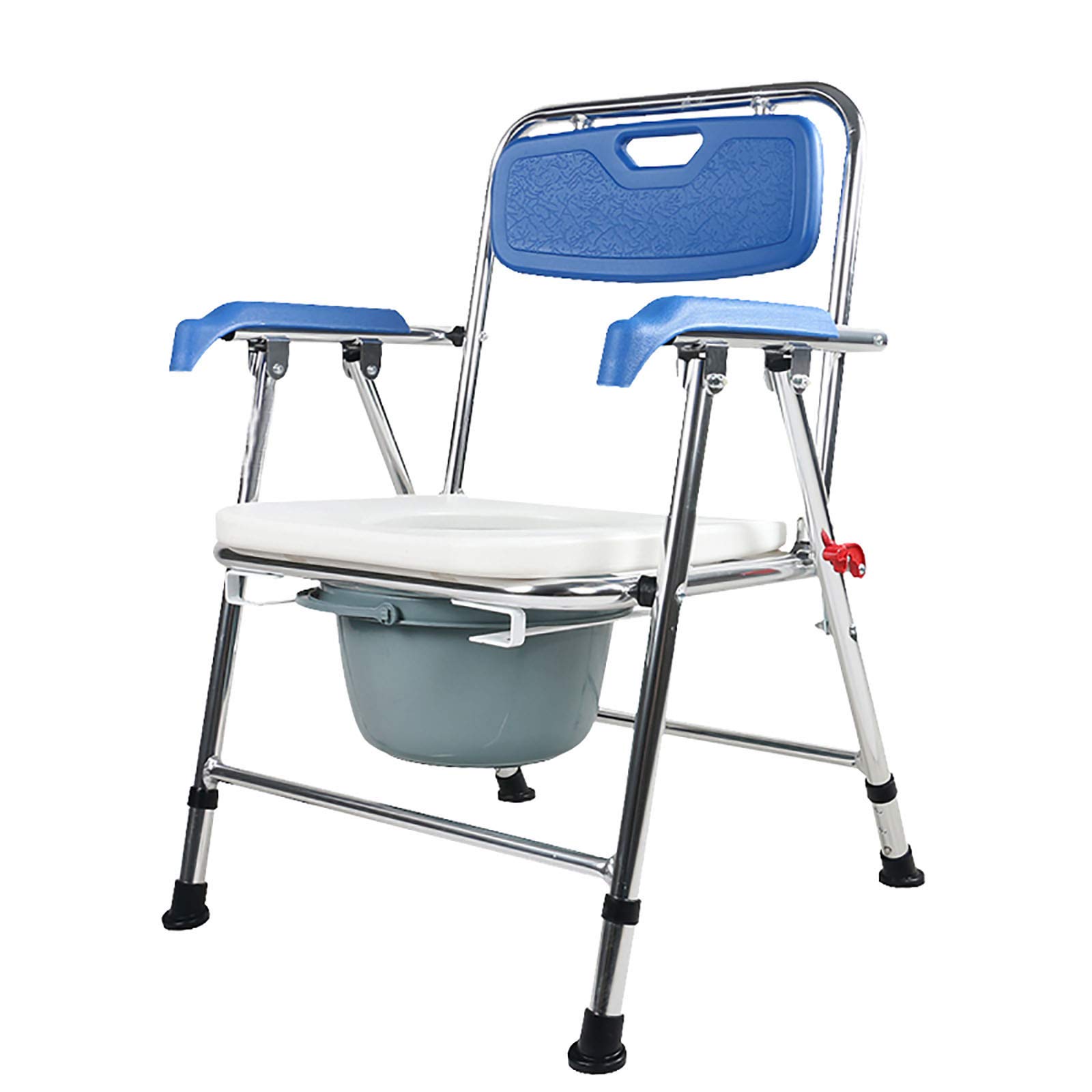Lightweight Folding Commode Toilet Chair for Elderly & Disabled - Adjustable Height Shower Commode Chair with Safety Handles - Ideal for Bathroom, Shower & Bedside Use