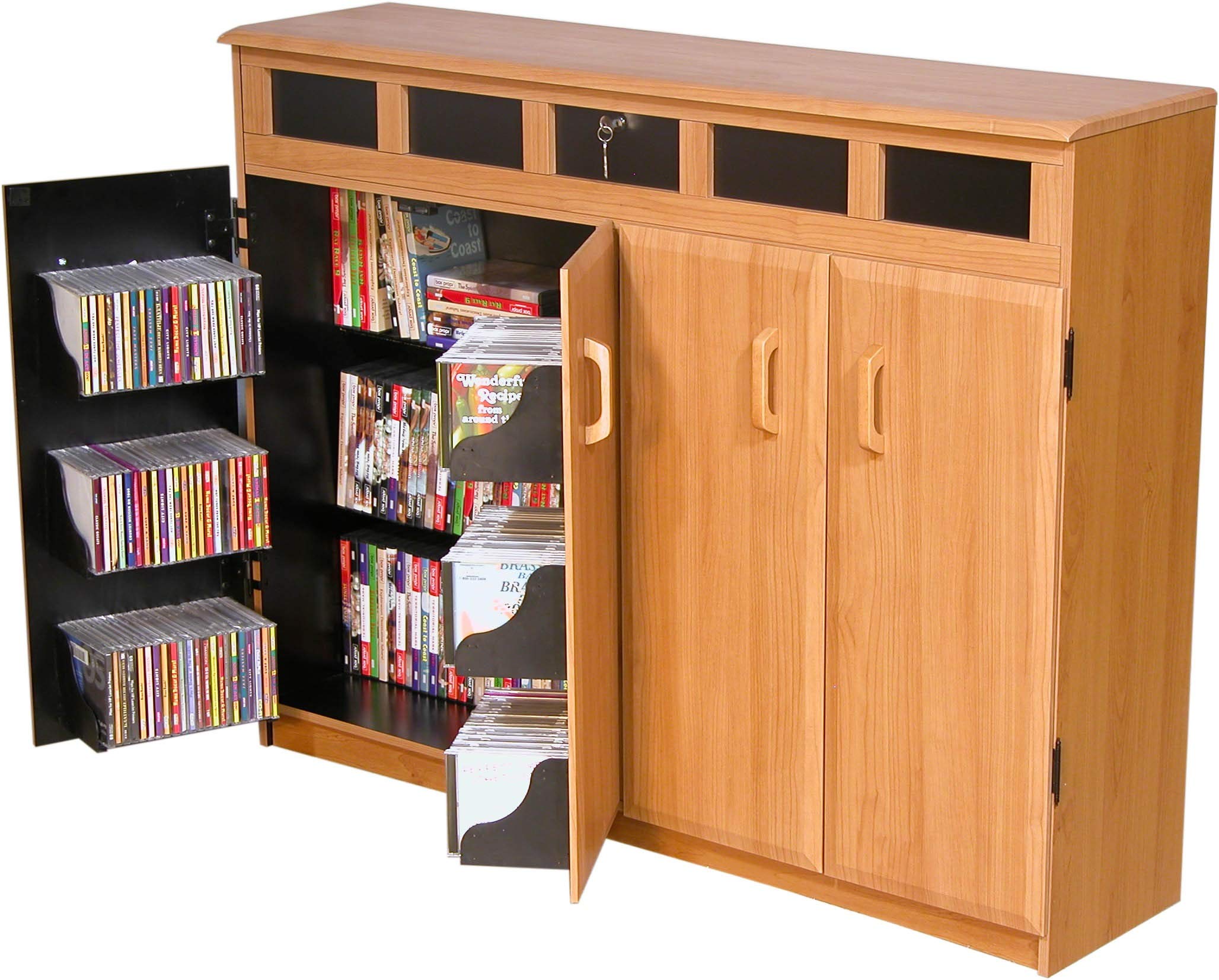 Venture Horizon Oak Top Load Media Cabinet - Stylish Storage for DVDs, Games & Electronics in Living Room & Home Theater