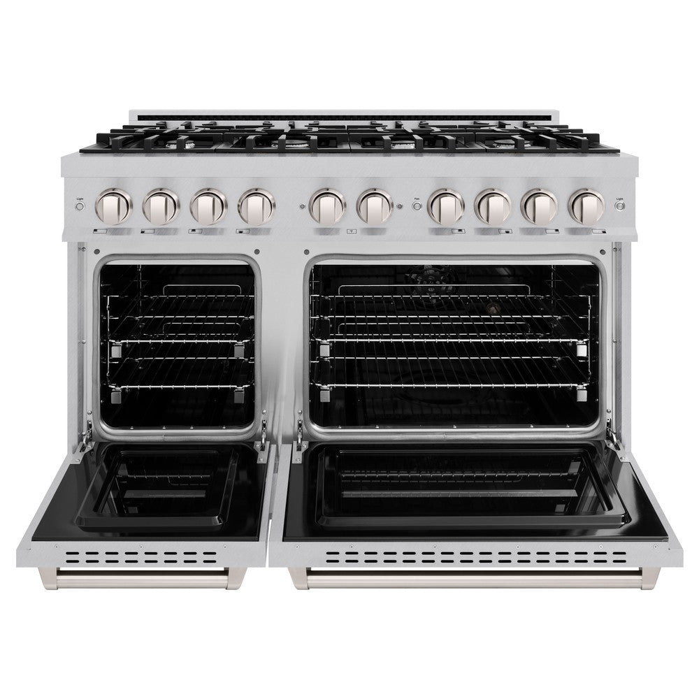 ZLINE 48-Inch 6.7 cu. ft. Classic Double Oven Dual Fuel Range with 8-Burner Gas Cooktop in Satin Stainless Steel (CDRS 48) - Perfect for Large Kitchens, Home Chefs & Entertaining