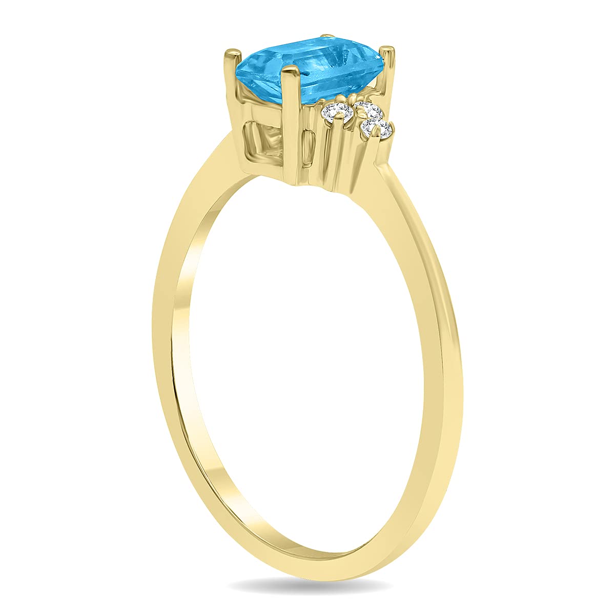 10K Yellow Gold Gemstone & Diamond Ring - Emerald, Sapphire, Blue Topaz, Amethyst | Elegant Jewelry for Women, Anniversary Gift, Wedding Band, Valentine's Day Present