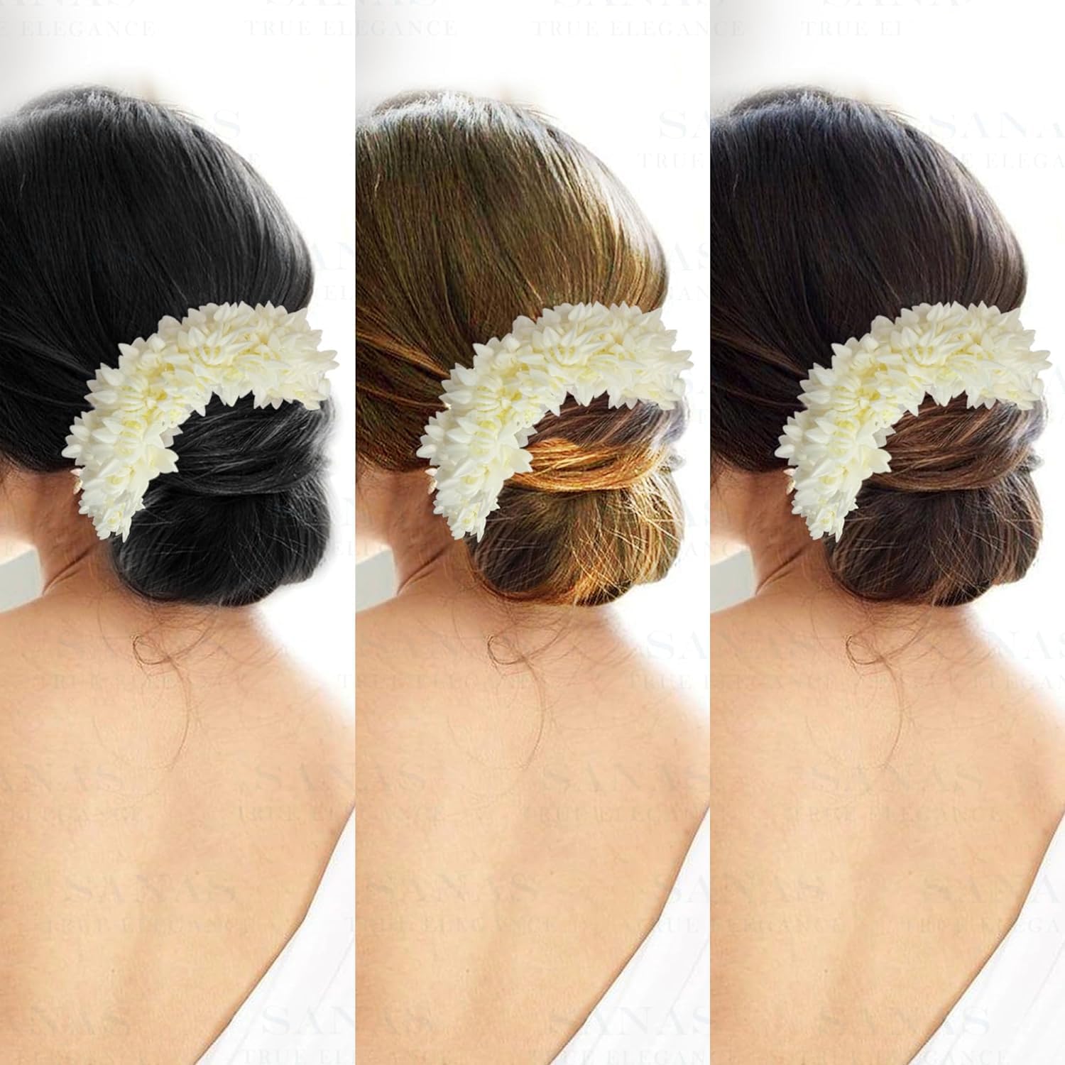 White Hair Gajra for Women - South Indian Wedding Hair Accessories with Artificial Mogra Flowers | Bun Maker Extension for Girls | Jasmine Flower Gajra Hairstyling Juda Maker (Pack of 2) - Perfect for Weddings, Festivals, and Traditional Indian Hairstyles