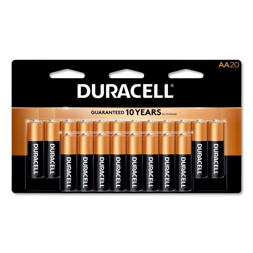 Duracell CopperTop Alkaline AA Batteries 20-Pack with Duralock Power Preserve Technology - Long-Lasting Power for Toys, Flashlights & Electronics (DURMN1500B20Z)