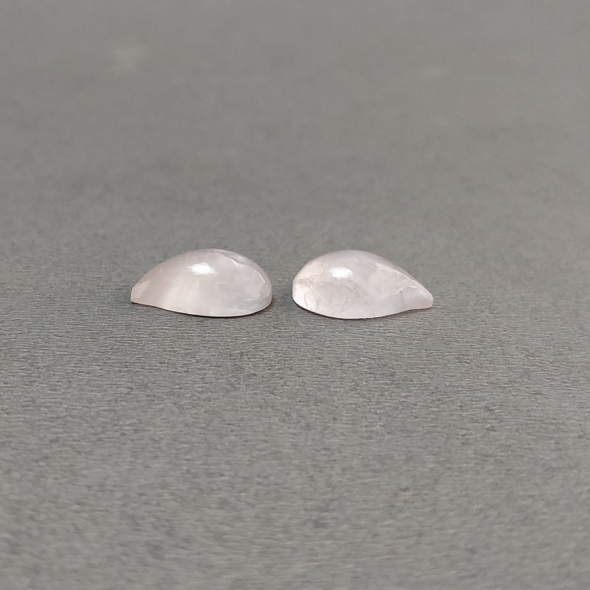 Natural Pink Rose Quartz Gemstone Cabochon - 9.80cts Untreated Unheated Leaf Shape (14x10mm) Pair for Jewelry Making, Healing Crystals & Spiritual Gifts