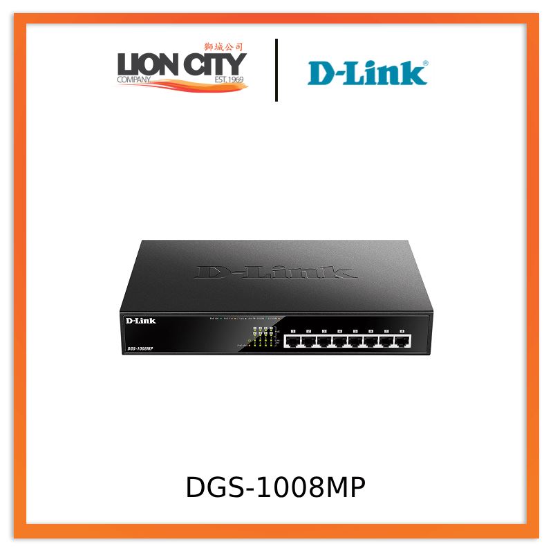 D-Link DGS-1008MP 8-Port Gigabit PoE+ Desktop Switch | 150W Power Budget | Plug-and-Play | Ideal for Home Office & Small Business Networks | Perfect for IP Cameras, VoIP Phones & Wireless Access Points