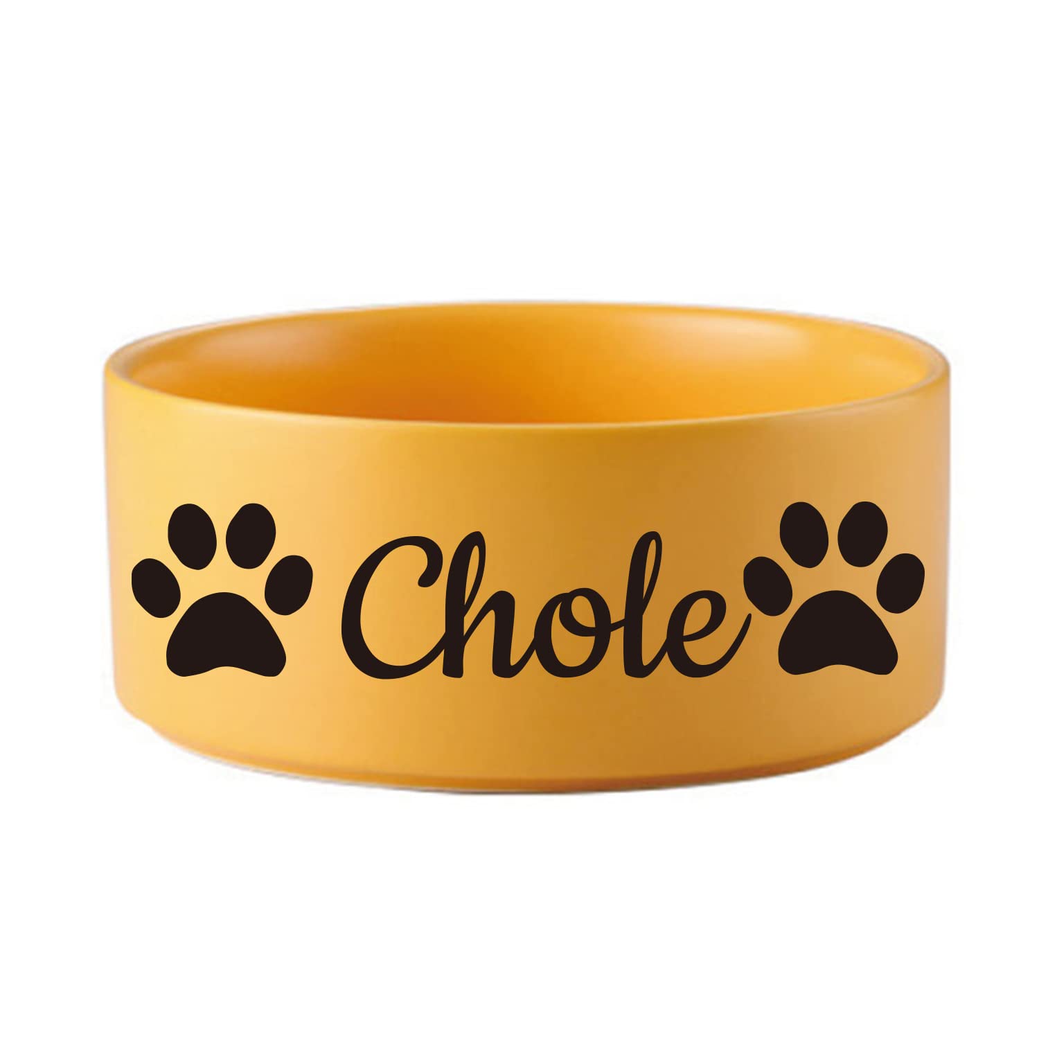 Custom Personalized Ceramic Dog Bowl - Non-Slip Pet Food & Water Dish with Engraved Name - Yellow Pet Feeding Bowl for Small Medium Large Dogs - Perfect for Home, Travel & Outdoor Use