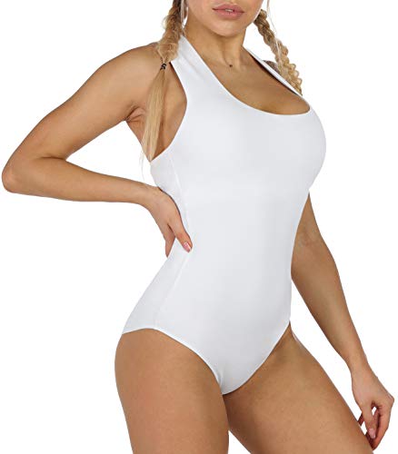 Icyzone Women's Workout Tank Bodysuit - Racerback Yoga Top with Tummy Control & Lining for Running, Exercise & Gym | Perfect for Yoga, Fitness Training & Activewear