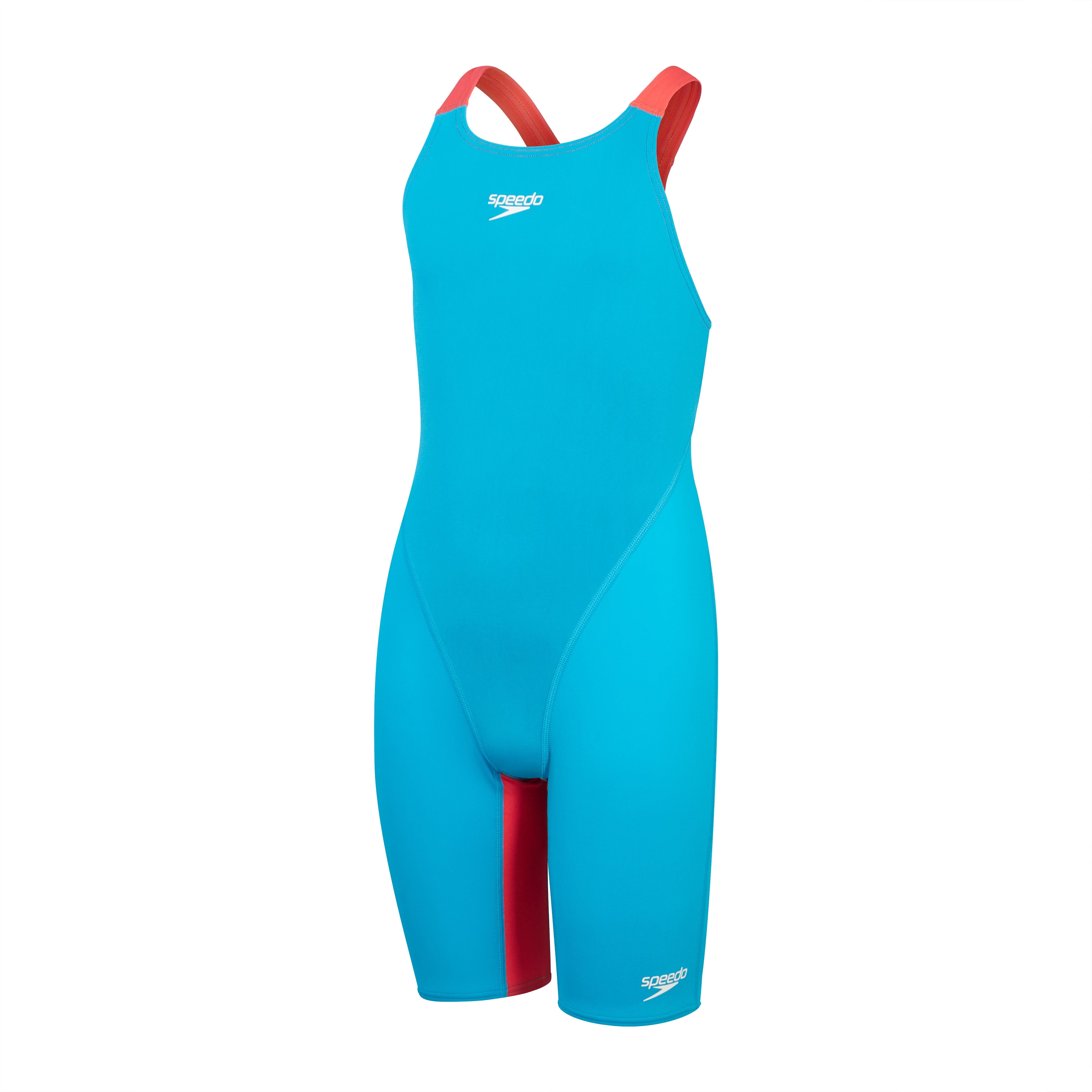Speedo Endurance+ Max Junior Girls Kneeskin Competitive Swim Suit - Blue/Green/Purple - Durable Chlorine-Resistant Fabric for Training & Swim Meets