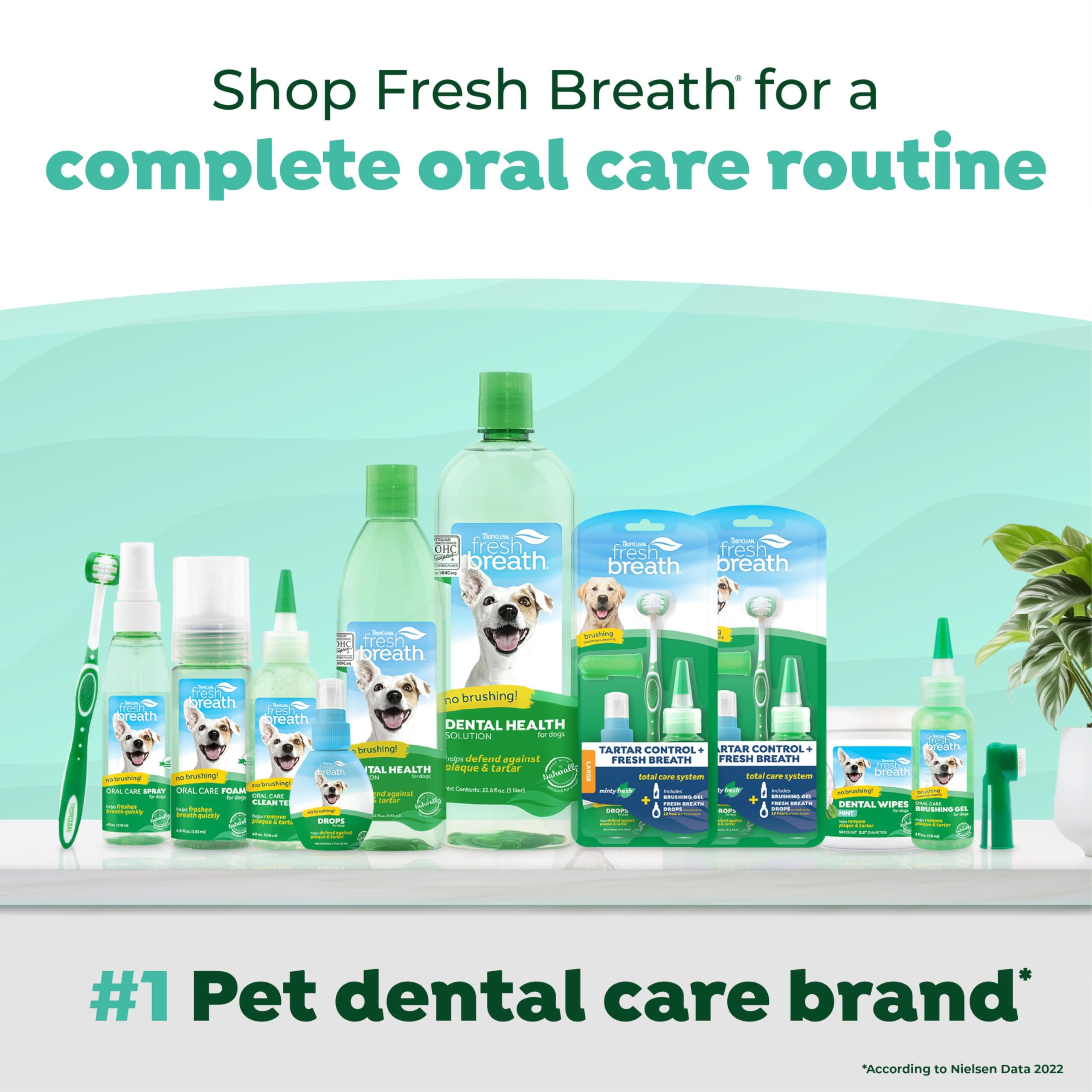 TropiClean Fresh Breath Advanced Whitening Water Additive for Dogs - Dog Dental Care Solution with 3D Microguard Technology | 33.8oz Pet Water Additive for Fresher Breath & Whiter Teeth | Perfect for Daily Oral Hygiene & Plaque Prevention