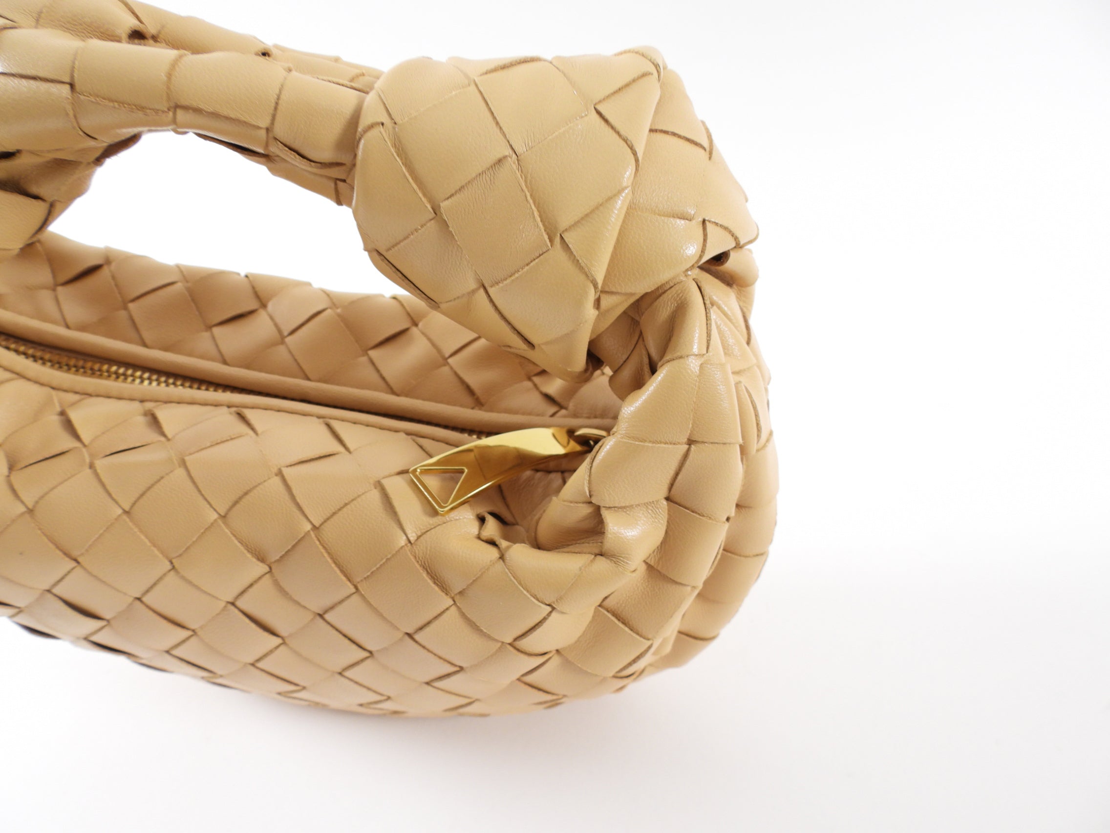 Bottega Veneta Almond Beige Mini Jodie Intrecciato Leather Crossbody Bag - Luxury Designer Handbag for Women, Perfect for Date Night & Evening Events