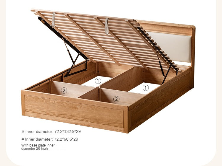 Solid Oak Wood Multifunctional Storage Bed with LED Lights - Perfect for Modern Bedrooms, Guest Rooms, and Small Space Living