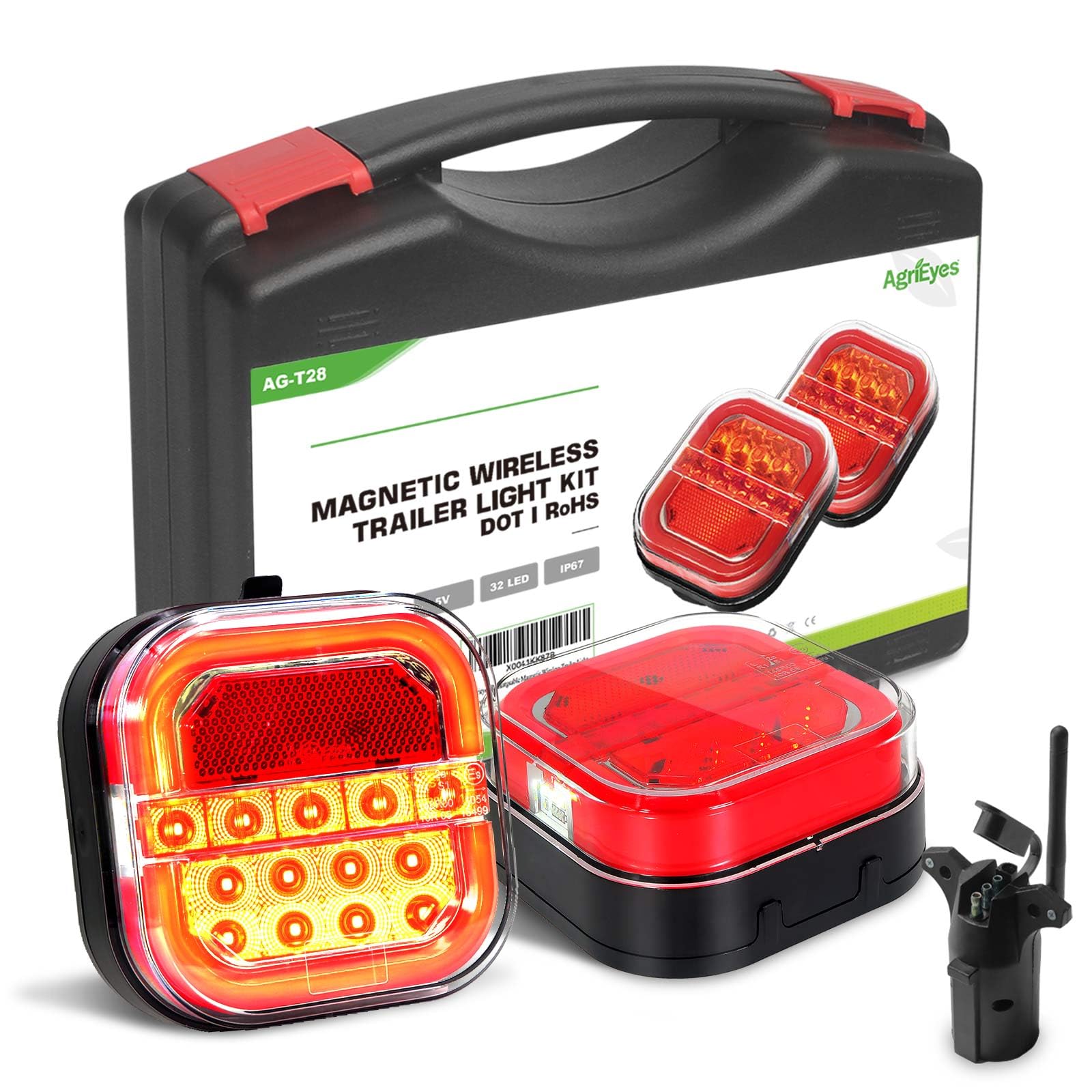 Agrieyes Halo Wireless Trailer Lights Kit - Magnetic & Portable LED Tow Lights for Trucks, Boats, RVs - 2 Mounting Options for Easy Towing & Hauling | Perfect for Night Driving, Camping & Emergency Roadside Use