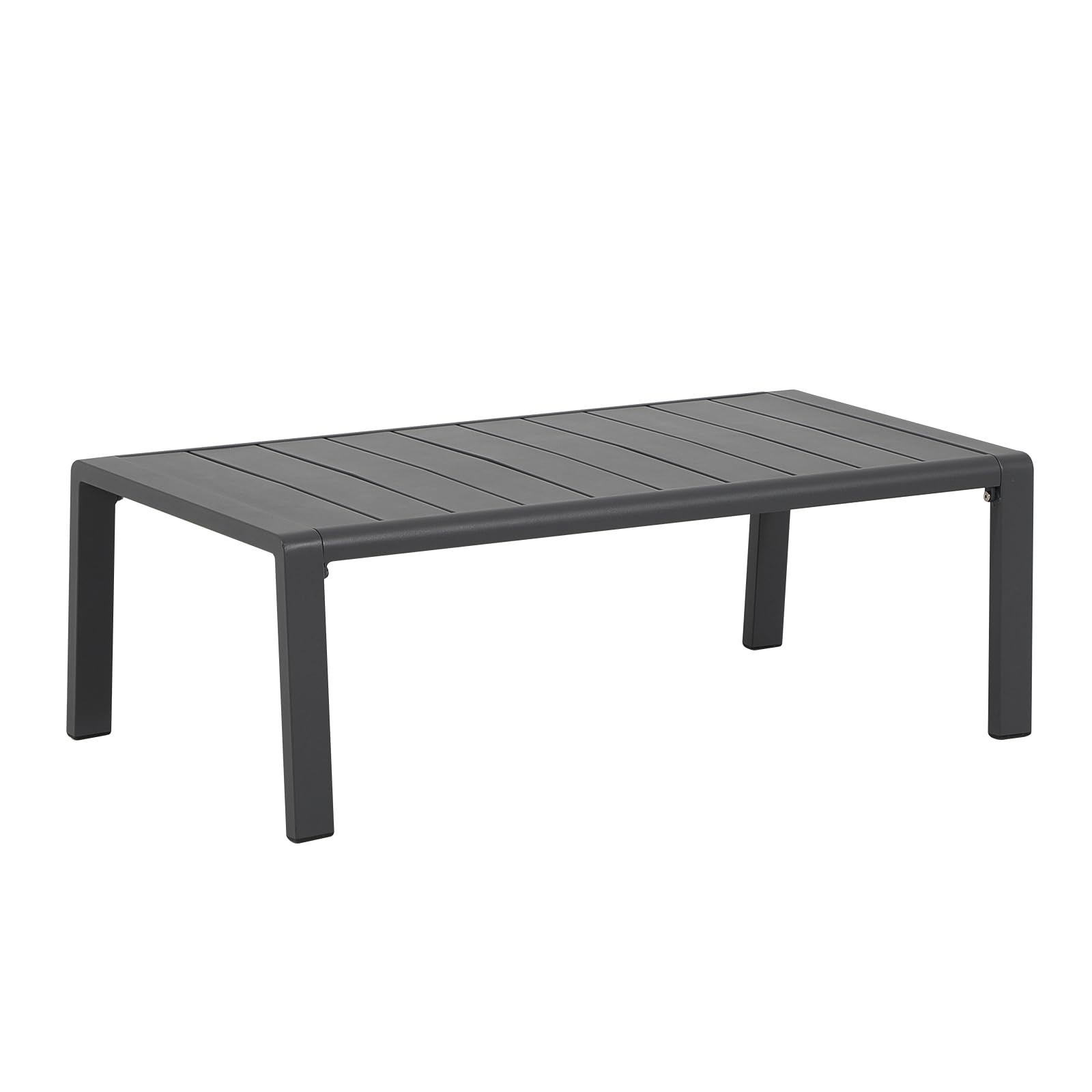 Patiorama Aluminum Outdoor Patio Coffee Table - All-Weather Metal Rectangle Coffee Table with Slatted Tabletop (150 lbs Capacity) for Deck, Garden, Balcony & Poolside - Dark Grey | Perfect for Outdoor Entertaining & Relaxation