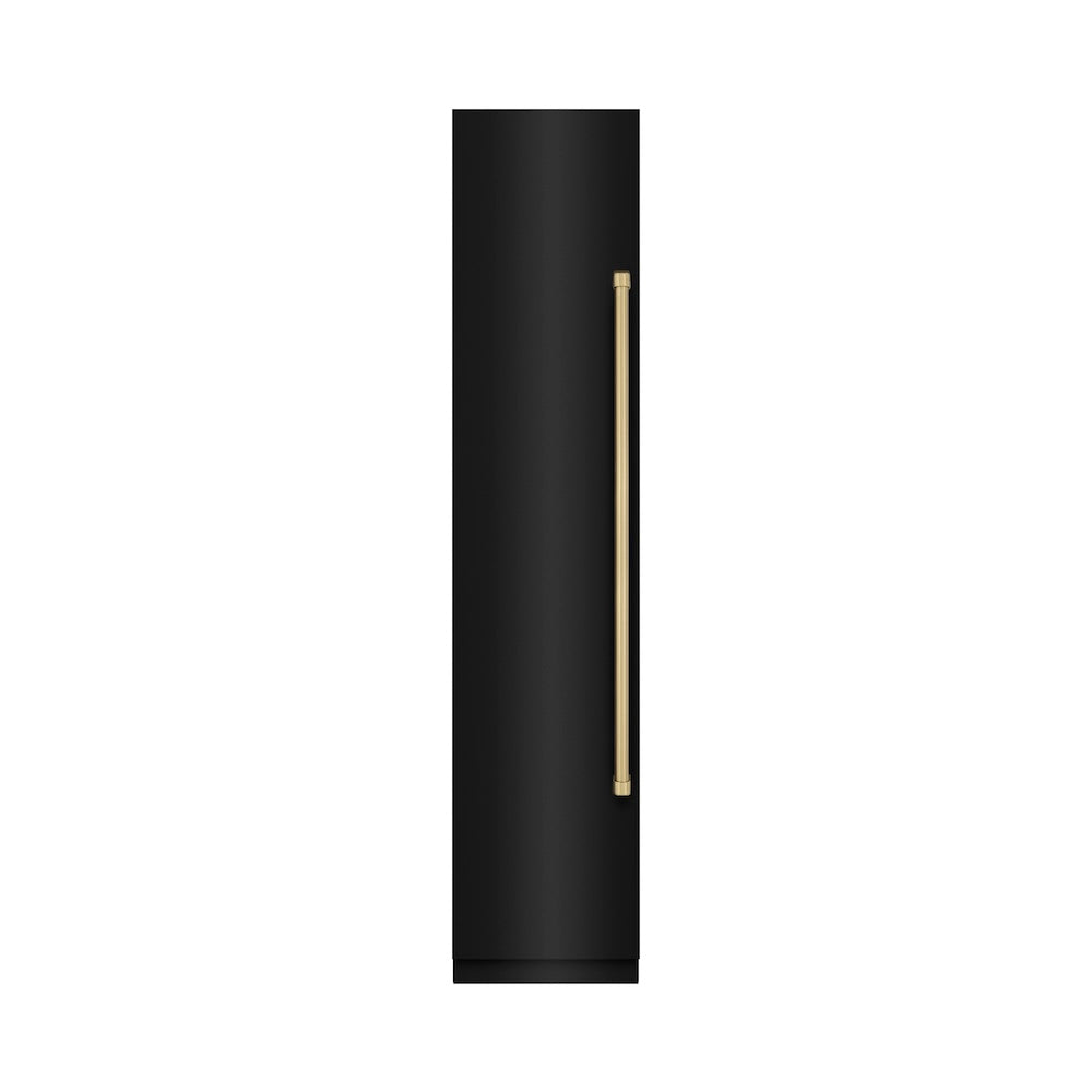 ZLINE Autograph Edition 18 Inch 8.6 cu ft Left Hinge Column Freezer - Black Stainless Steel with Graphite Gray Interior & Champagne Bronze Accents (RCFVLZ BS 18 CB) | Perfect for Home Kitchen, Basement, Garage & Commercial Use