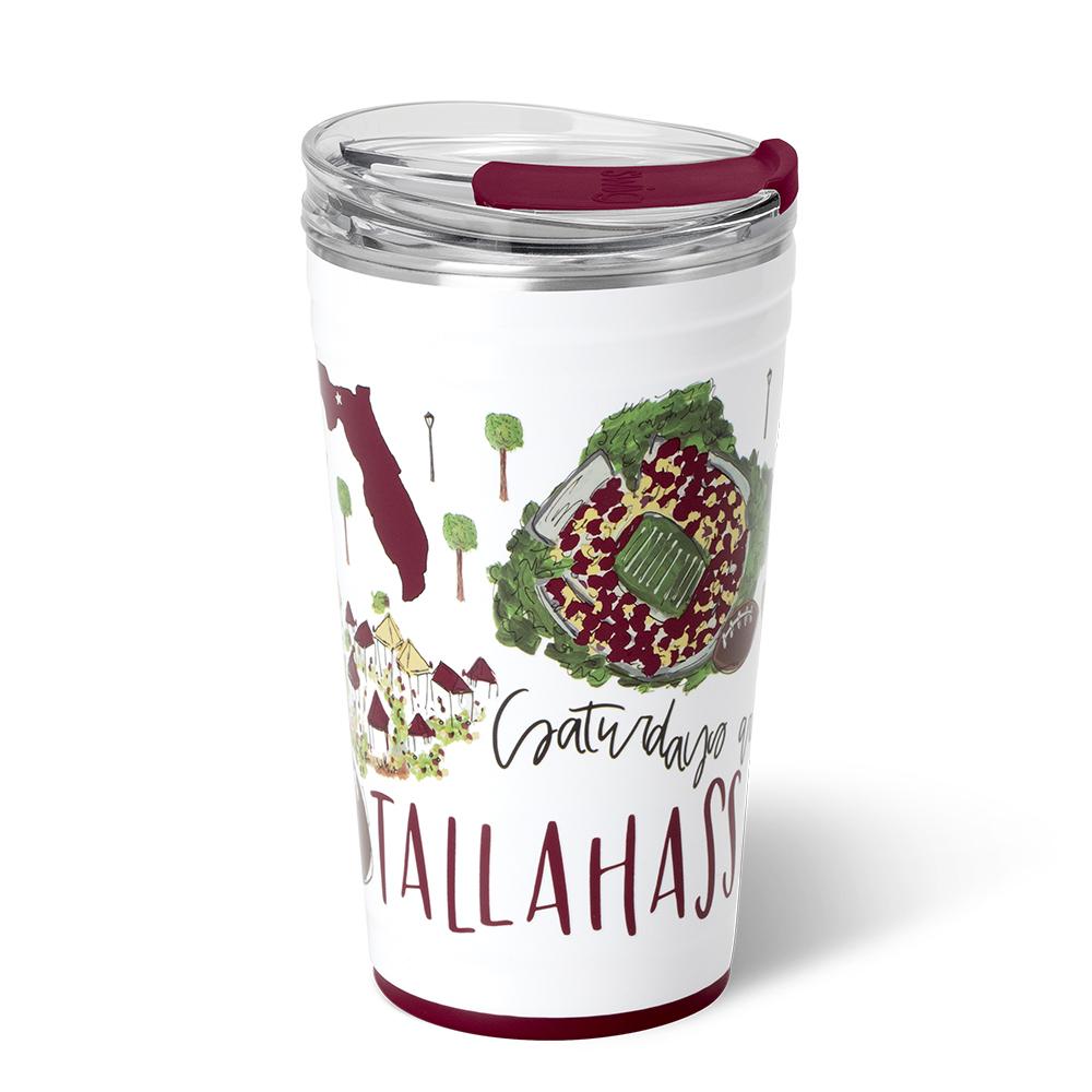 24oz Saturdays in Tallahassee Party Cup - Insulated Plastic Drinking Cup for Beer, Cocktails & Beverages - Perfect for Pool Parties, Tailgating & Outdoor Events
