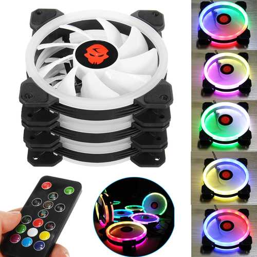 Coolmoon 3-Pack 120mm RGB LED PC Case Fans with Remote Control - Adjustable Color Lighting for Computer Cooling & Gaming Setup | Perfect for PC Builds, Gaming Rigs & Custom Computer Cases