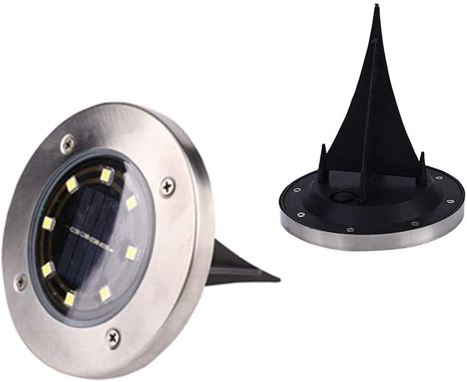8 LED Solar Powered Ground Lights Outdoor - Stainless Steel Solar Garden Lights for Landscape, Walkway, Lawn, Steps & Deck Lighting | Weatherproof In-Ground Solar Lights for Pathway, Yard & Garden Decoration