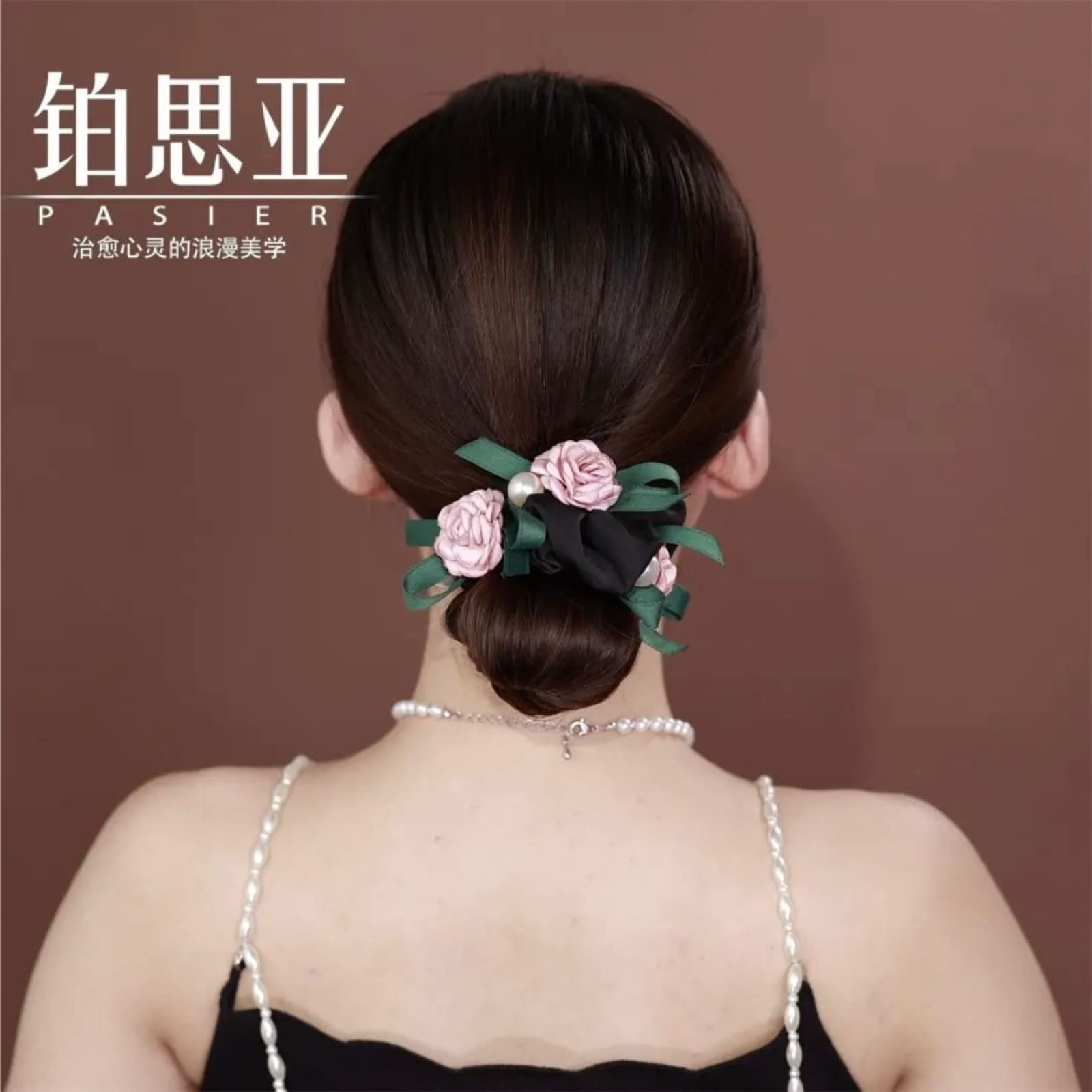 Soft Satin Scrunchies with Rose & Bead Accents - Elegant Hair Accessories for Women & Girls | Perfect for Parties, Weddings & Everyday Styling