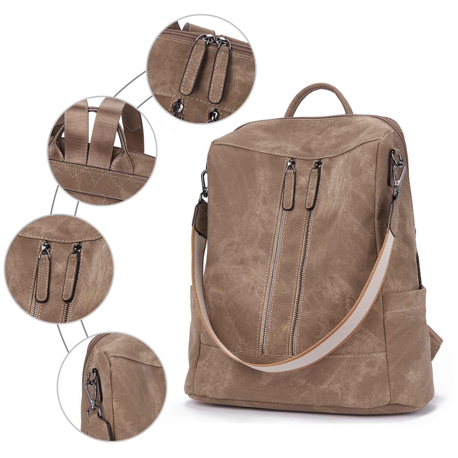 BROMEN Women's Leather Backpack Purse - Anti-Theft Fashion Shoulder Bag & Handbag for Work, Travel & School | Stylish Bookbag for Everyday Use