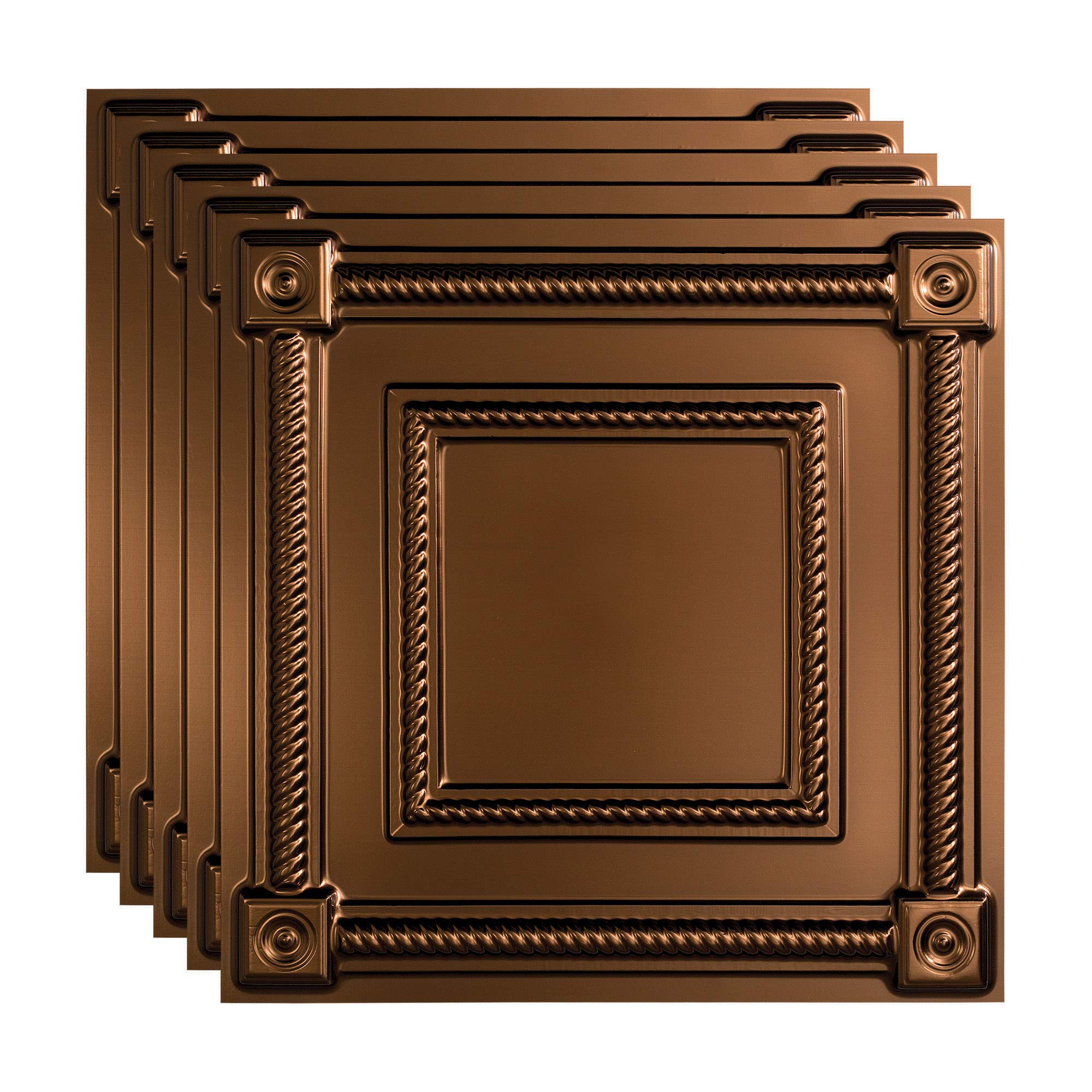 FASÄDE Coffer Decorative Vinyl 2ft x 2ft Drop Ceiling Tiles in Oil-Rubbed Bronze (5 Pack) - Perfect for Home Theater, Office, Restaurant & Commercial Spaces