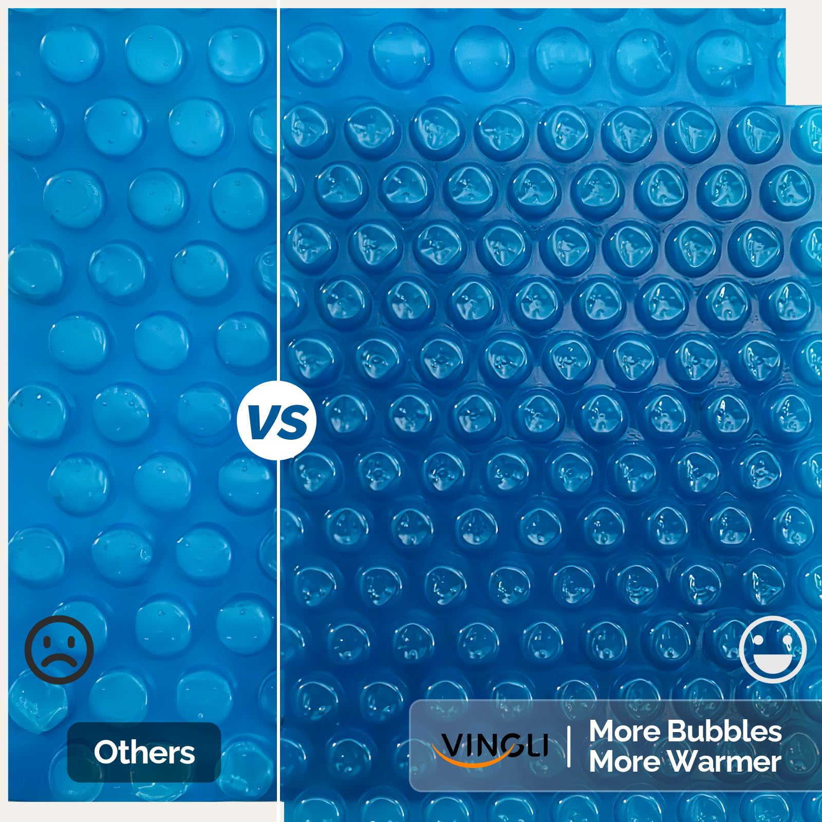VINGLI 12Mil Solar Pool Cover Rectangle - Heavy Duty Solar Blanket for Inground & Above Ground Swimming Pools, Blue (18' x 36') - Energy Efficient Heating, Extends Swim Season, Reduces Evaporation