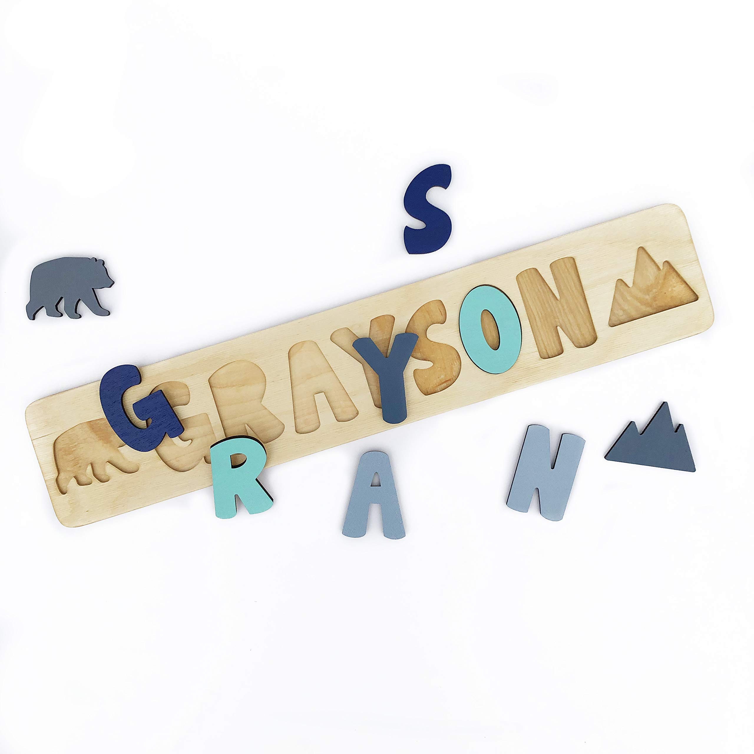 **Personalized Wooden Name Puzzle for Kids - Handmade in USA by Bloom Owl - Custom Baby Gift for Boys & Girls - Montessori Learning Toy - Perfect for Christmas, First Birthday & Educational Play**