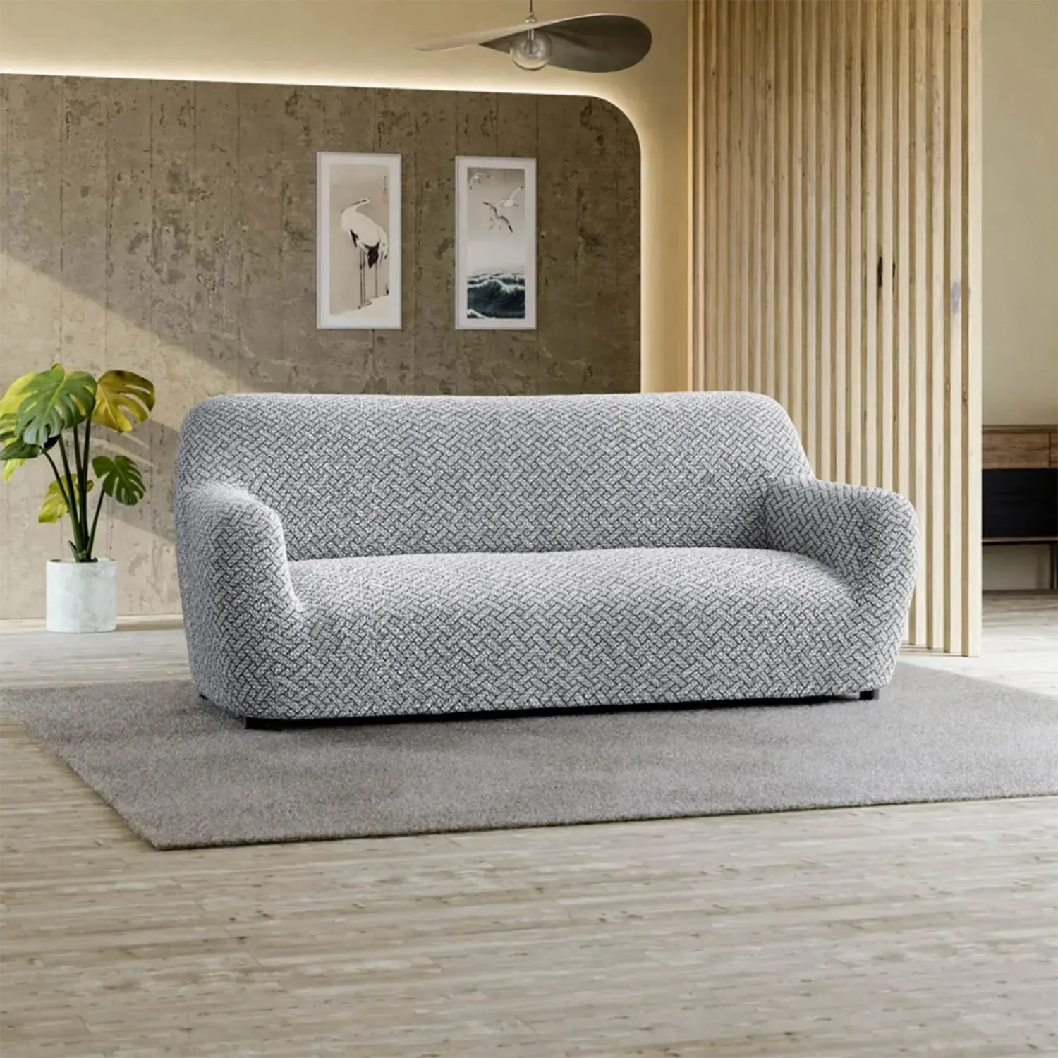 3 Seater Sofa Slipcover - Soft Microfiber Printed Fabric - Perfect for Living Room, Family Room & Home Decor