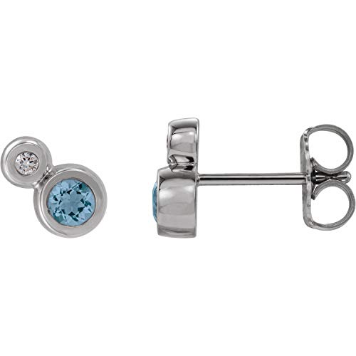 Aquamarine and Diamond - 0.03 Ctw,Size-3 mm