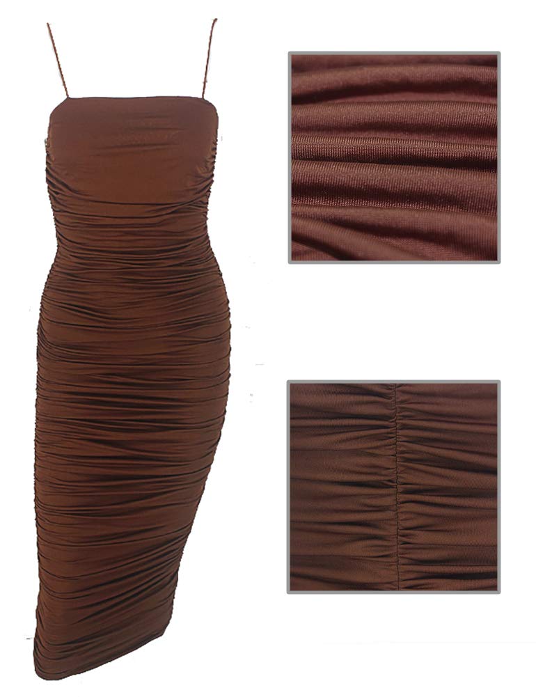 Sexy Women's Summer Sleeveless Ruched Bodycon Dress - Casual Party Club Maxi Long Fitted Dress for Night Out, Date Night & Beach Vacation