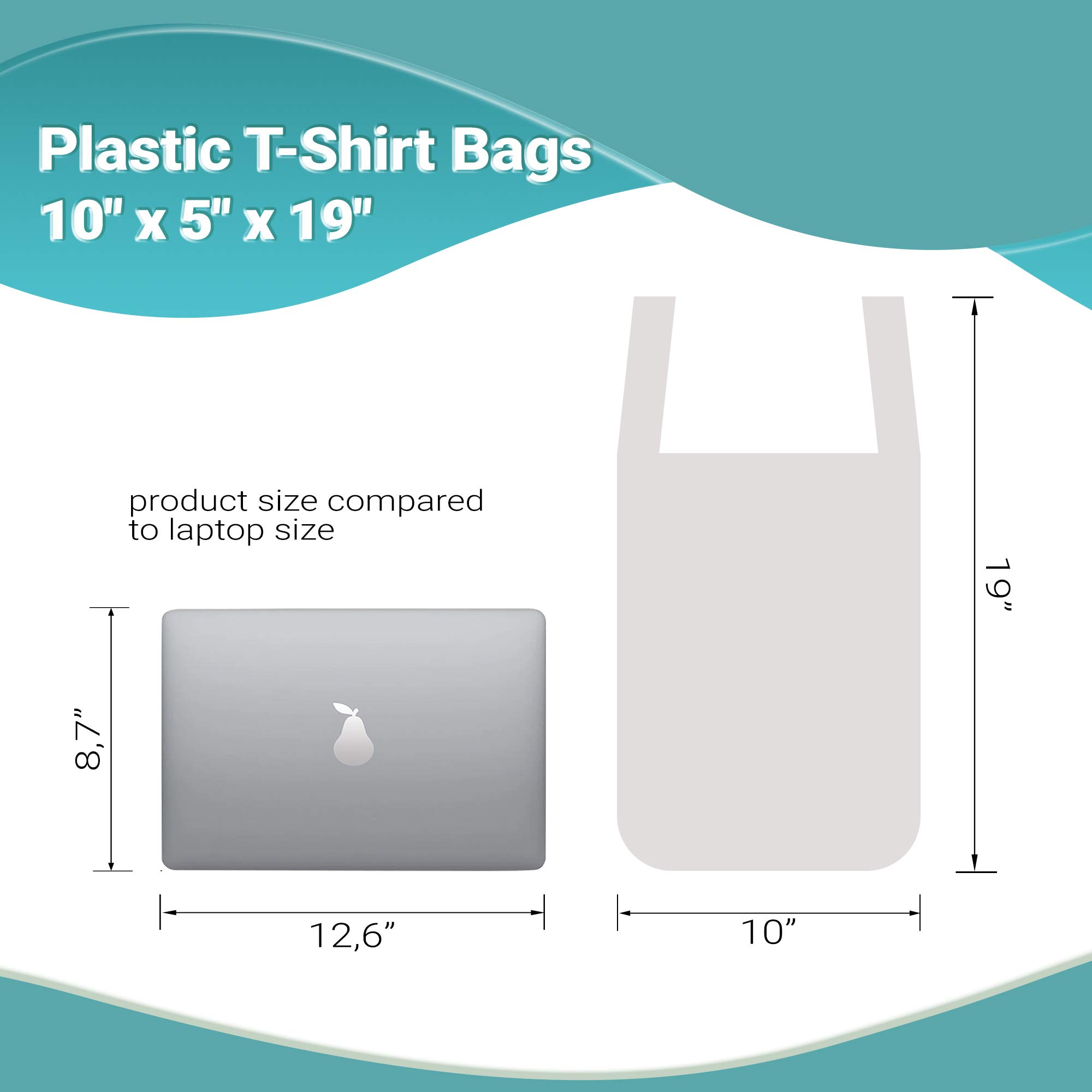 2000 Pack White T-Shirt Plastic Bags 10
